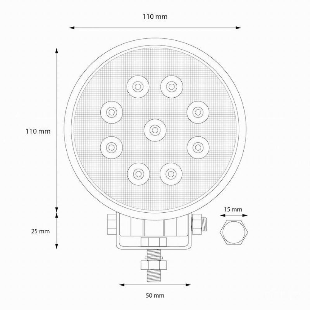 Proiector lucru fi115, LED, 9-36V / 27W, 2160lm, flood, AWL06 02420 Amio