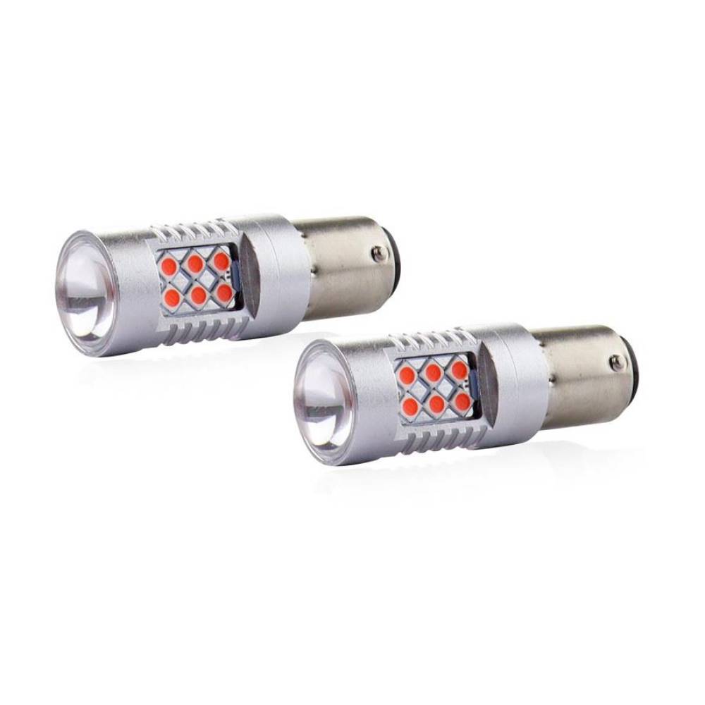 Set 2 becuri stop frana 24 LED-uri, 12/24V, P21/5W, BAY15d Canbus, rosu, Canbus 02579 Amio
