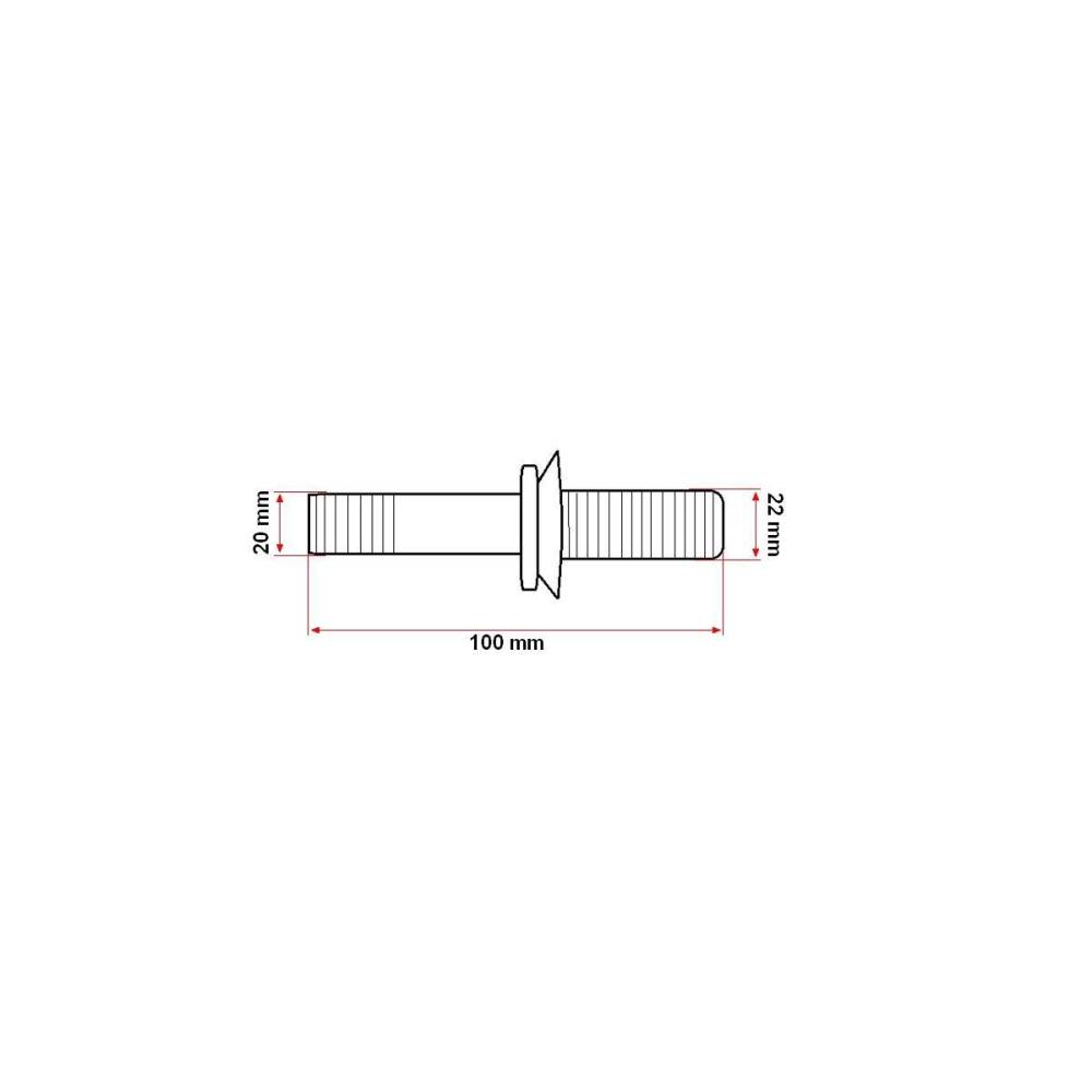 Prezon roata remorca 7.5T echipat cu piulita, L=100mm, M20/M22x1.5 1812 / tc12