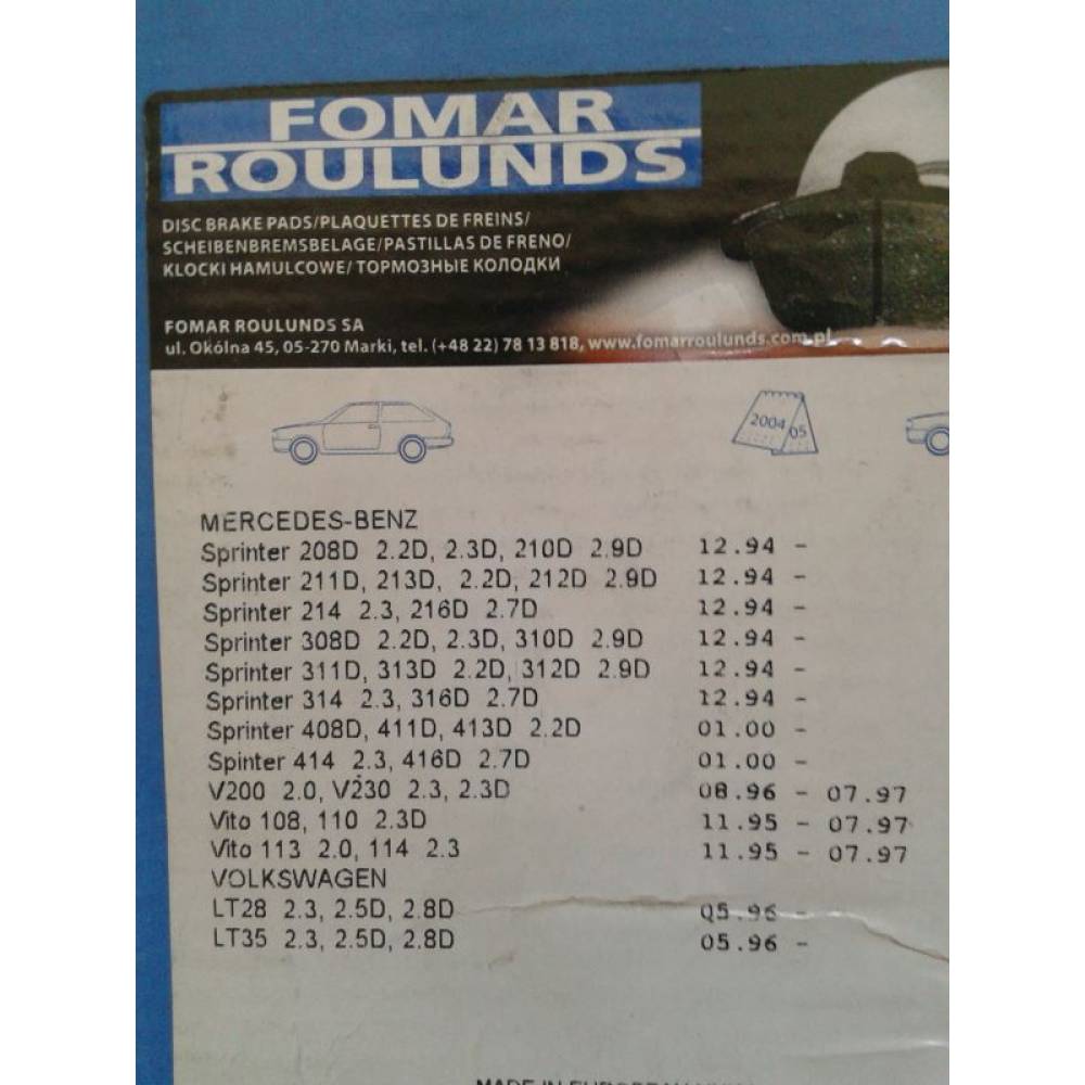 Placute frana WVA 21576 Fomar