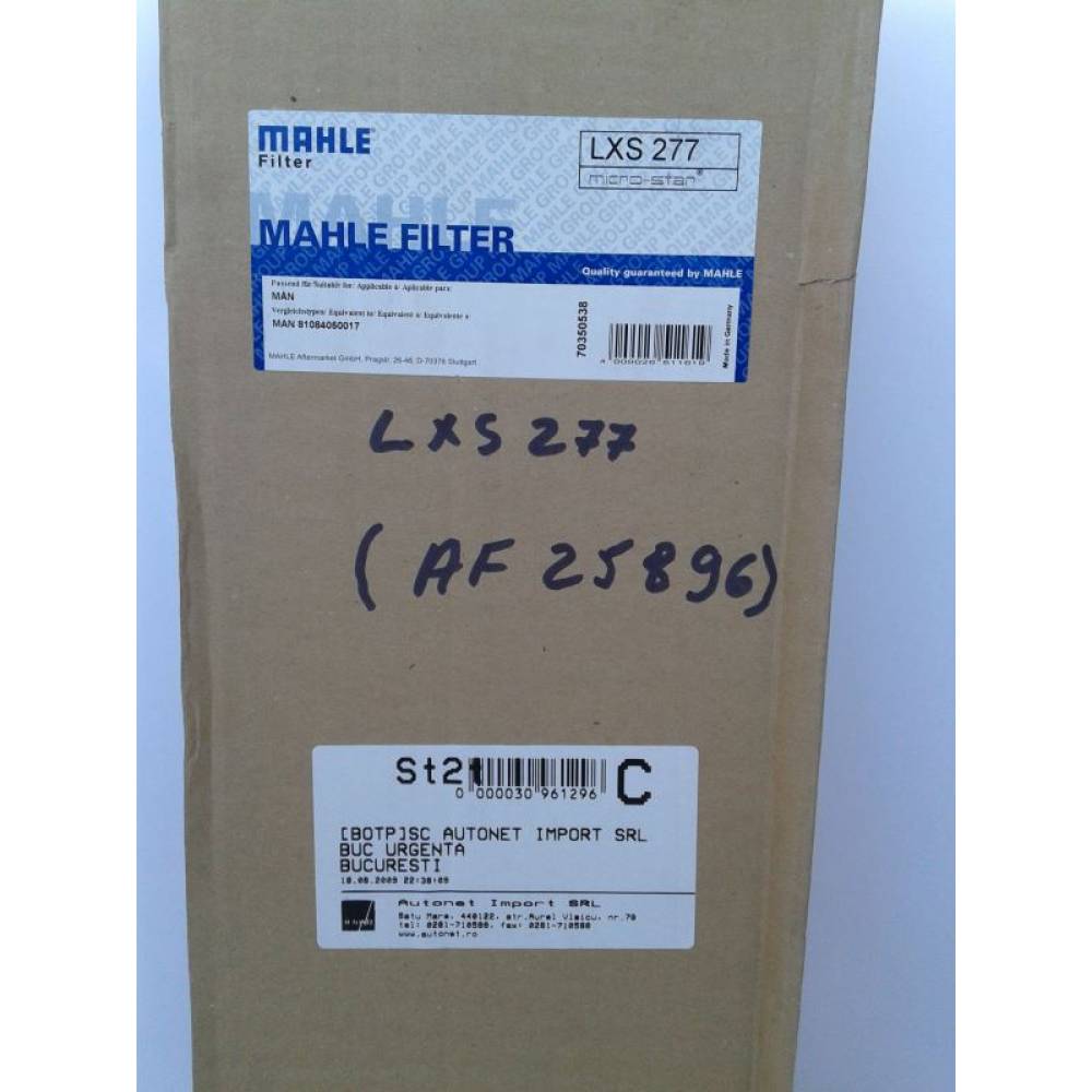 Filtru aer LXS277 Mahle, MAN, 81084050017, 020317000 Filtru aer LXS277 Mahle, MAN, 81084050017, 020317000