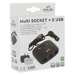 Stecher 3 prize 12/24V cu fir, 2 USB-uri, 2.1A, 120W, negru, Pulse MLS511B