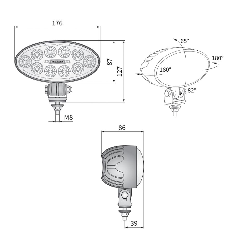 Proiector lucru fi176, LED, 12/24V, 3000lm, CRV1A.49501 Wesem