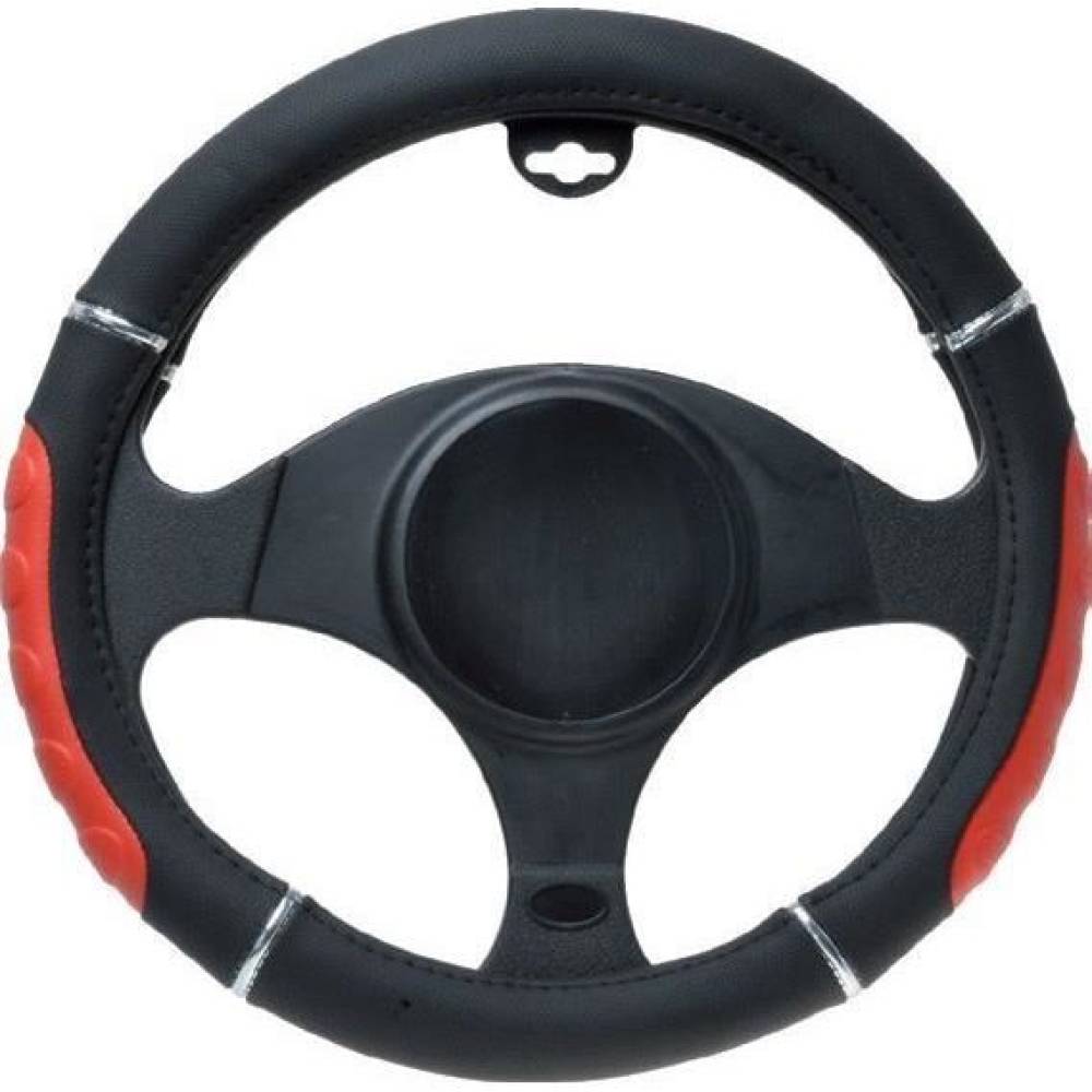 Husa volan 37 - 39cm negru cu rosu si argintiu 6545 Automax   