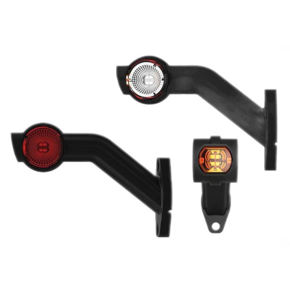 Lampa gabarit cu brat 190 lung, cotit la 45°, LED, 3 functii alba, rosie si galbena, stanga 12-36V, FT-140F-L Fristom