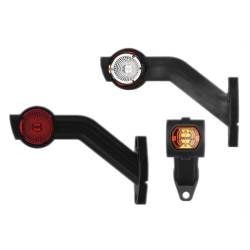 Lampa gabarit cu brat 190 lung, cotit la 45°, LED, 3 functii alba, rosie si galbena, stanga 12-36V, FT-140F-L Fristom
