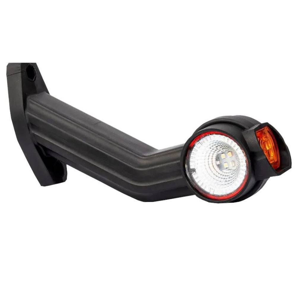 Lampa gabarit cu brat 190 lung, cotit la 45°, LED, 3 functii alba, rosie si galbena, stanga 12-36V, FT-140F-L Fristom