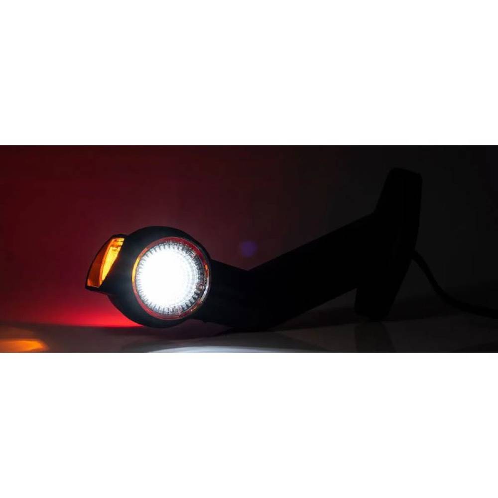 Lampa gabarit cu brat 190 lung, cotit la 45°, LED, 3 functii alba, rosie si galbena, stanga 12-36V, FT-140F-L Fristom