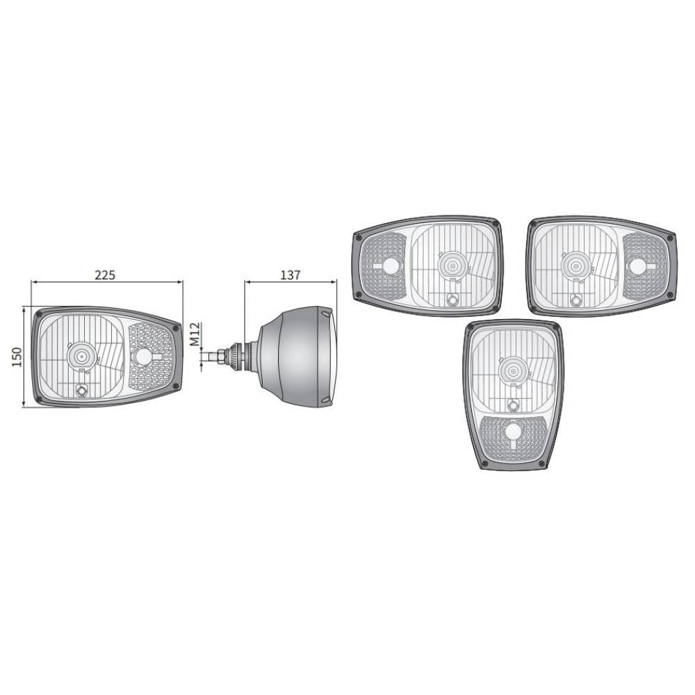 Far cu semnalizare dreapta RGV1. cu mufa AMP SuperSeal 5pini, 49040 Wesem