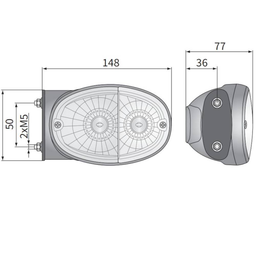 Lampa spate ovala 140x93, 3 functii, prindere laterala, LT3 48430 Wesem Lampa spate ovala 140x93, 3 functii, prindere laterala, LT3 48430 Wesem