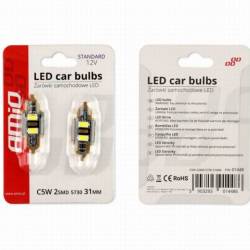 Set 2 becuri sofit 12V/C5W 31mm 2 LED-uri tip SMD 5730, CANBUS 01448 Amio