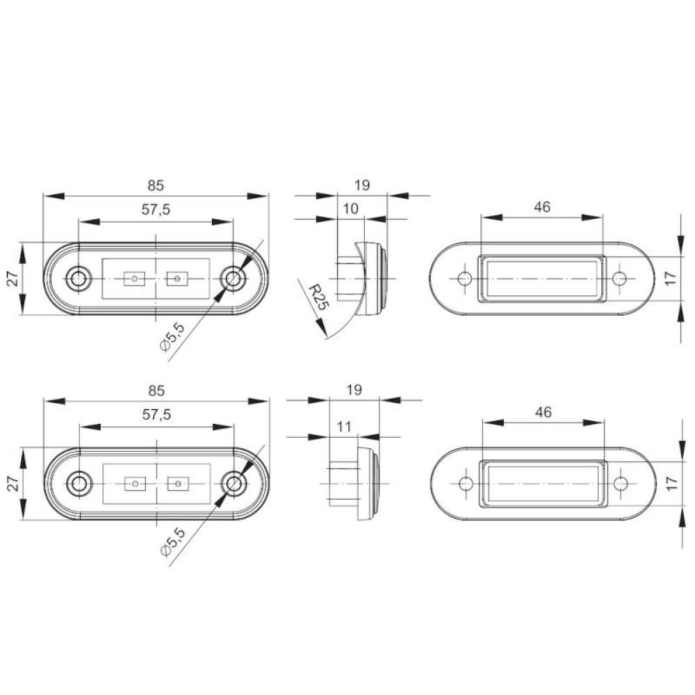 Lampa gabarit 78x22, LED, galbena, 12-30V, FT-015/Z Fristom 