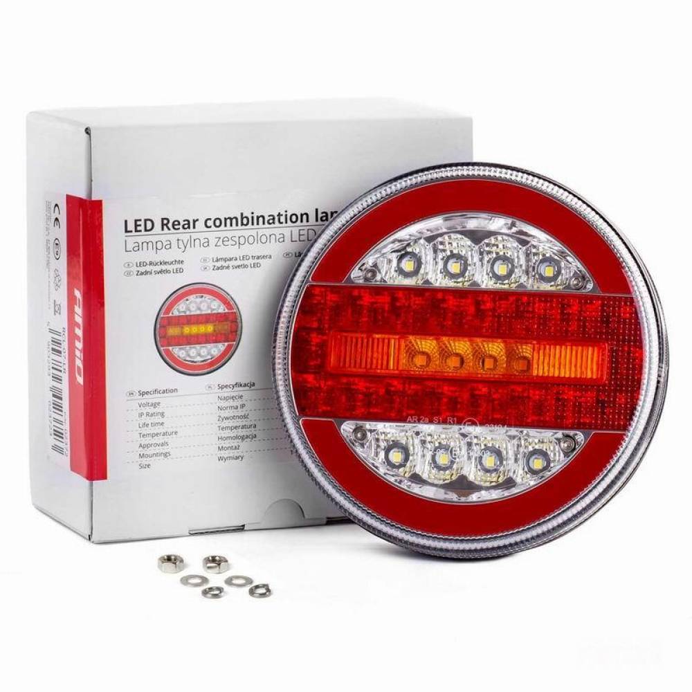 Lampa stop fi140, 4 functii, stanga-dreapta, LED, 12-24V, semnalizare dinamica, 02372 Amio