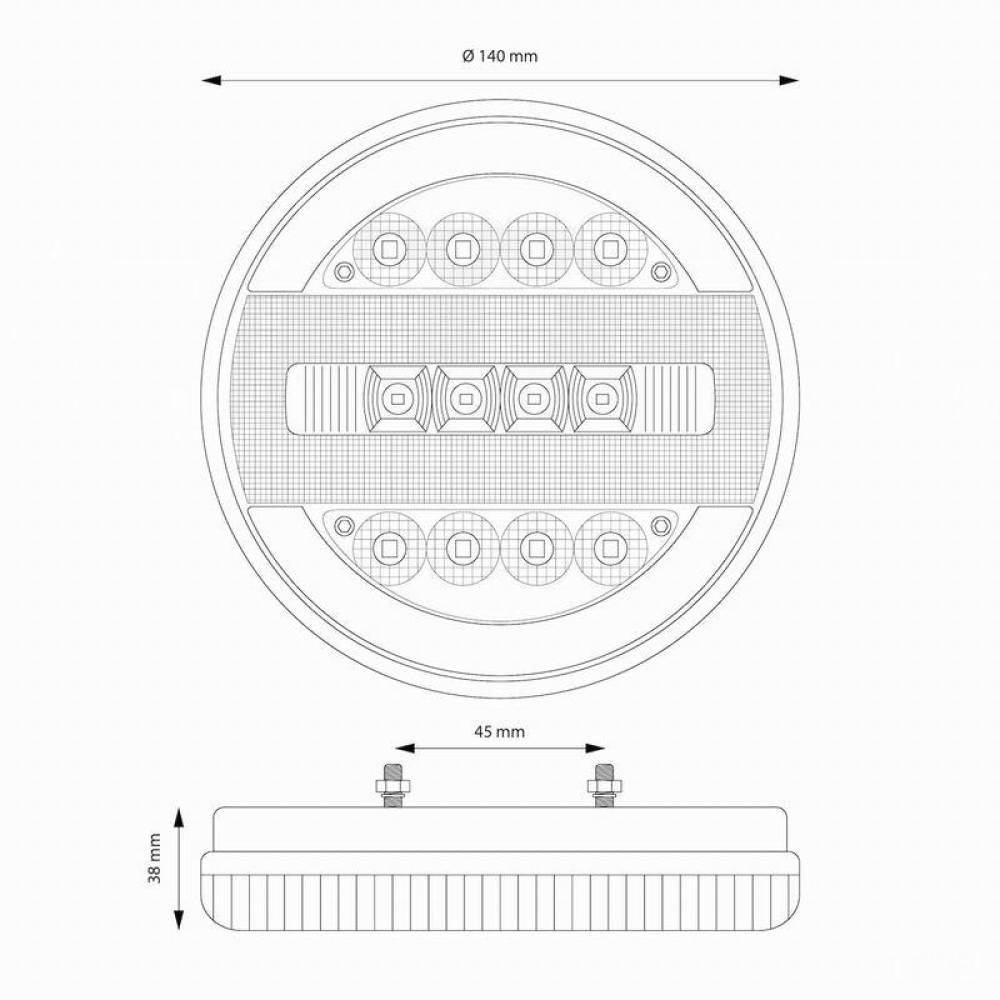 Lampa stop fi140, 4 functii, stanga-dreapta, LED, 12-24V, semnalizare dinamica, 02372 Amio