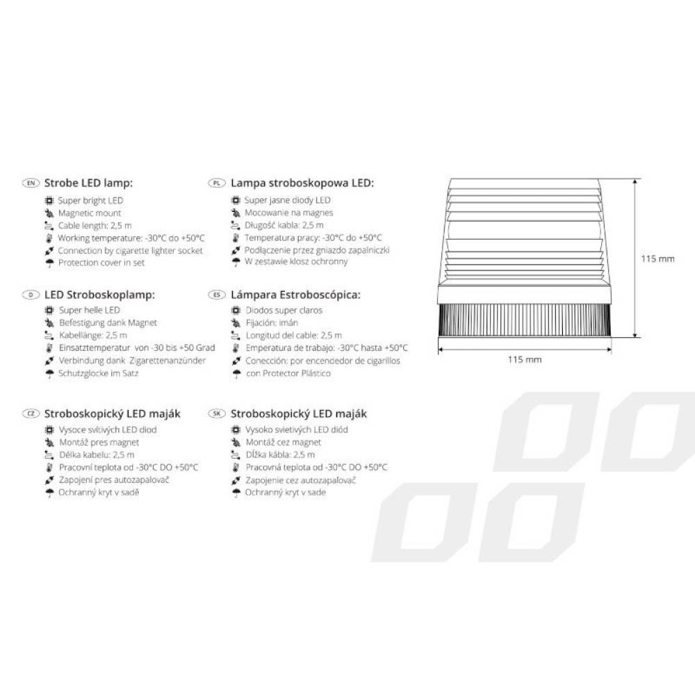 Girofar 12V, h115, LED, prindere cu magnet si 3 suruburi, 01276 Amio Girofar 12V, h115, LED, prindere cu magnet si 3 suruburi, 01276 Amio