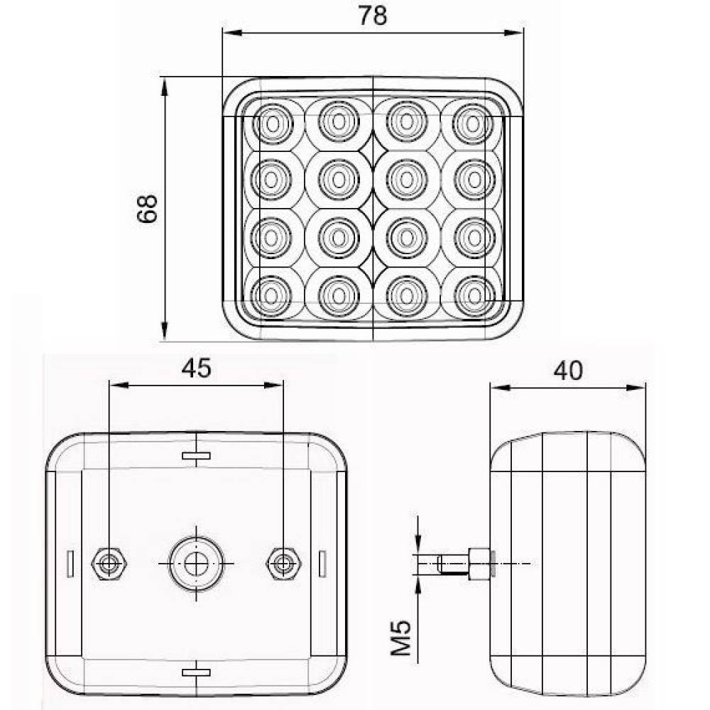 Lampa mers inapoi 2 suruburi, 78x68, 16 LED-uri FT-041LED Fristom Lampa mers inapoi 2 suruburi, 78x68, 16 LED-uri FT-041LED Fristom