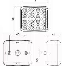 Lampa mers inapoi 2 suruburi, 78x68, 16 LED-uri FT-041LED Fristom 