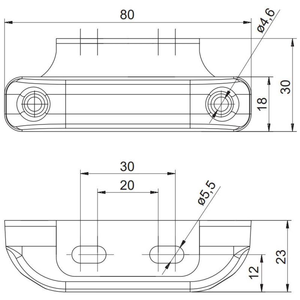Lampa gabarit 80x18, LED, alba, cu talpa, 12-36V, FT-013 B+K Fristom  