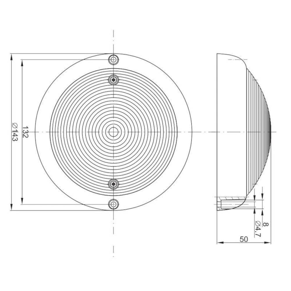 Lampa interior plafon fi143, LED, fara intrerupator, FT-160 LED 12-36V Fristom