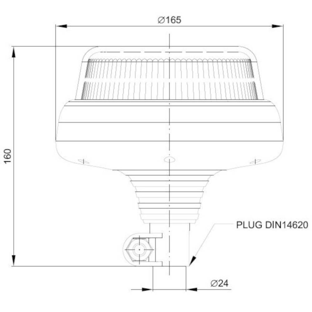 Girofar 12/24V, h160, 20 LED-uri, prindere pe tija fixa, FT-100 PI LED Fristom 
