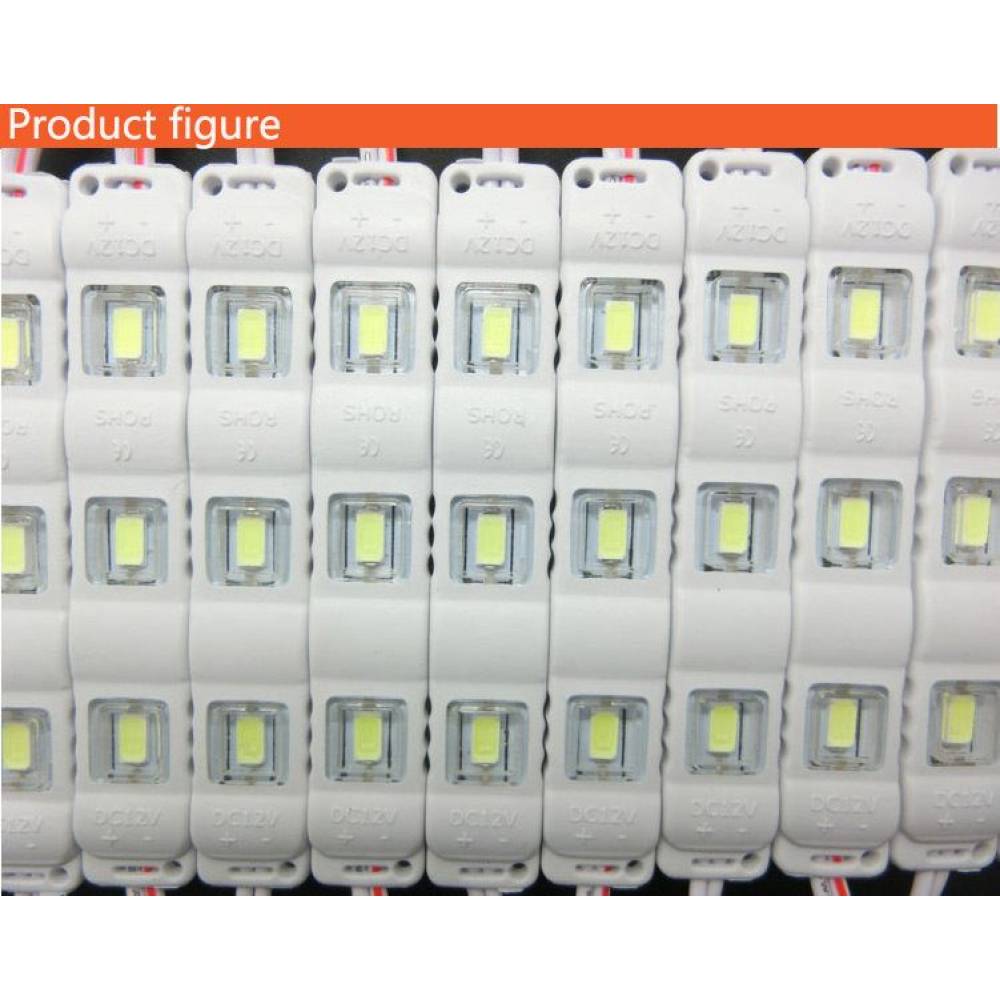 Modul 3 LED-uri, SMD injectate, 3x5730, 12V, lumina alba, 20 bucati/folie