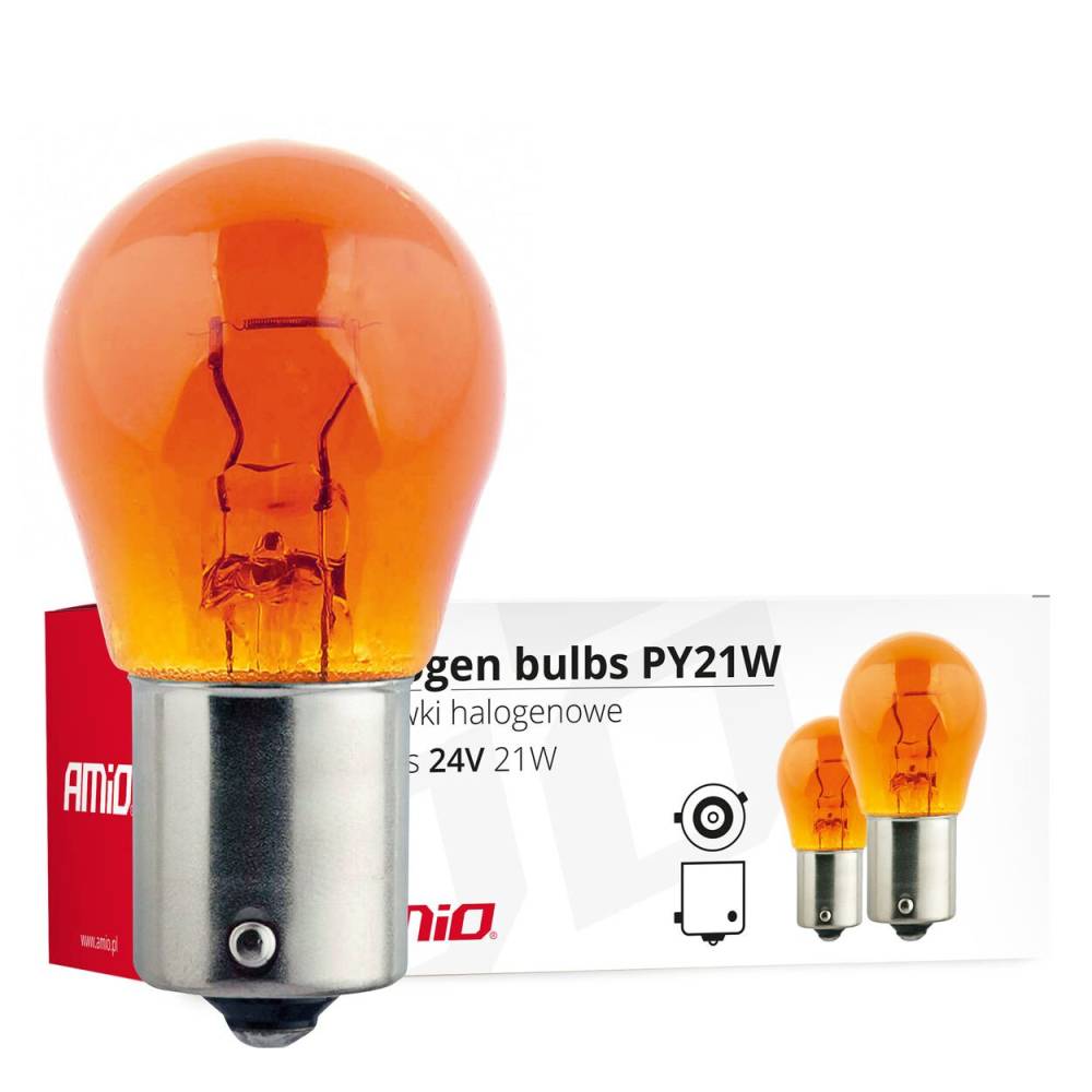Bec Semnalizare PY21W BAU15S 24V 21W Galben – Amio 02573 (10 buc)