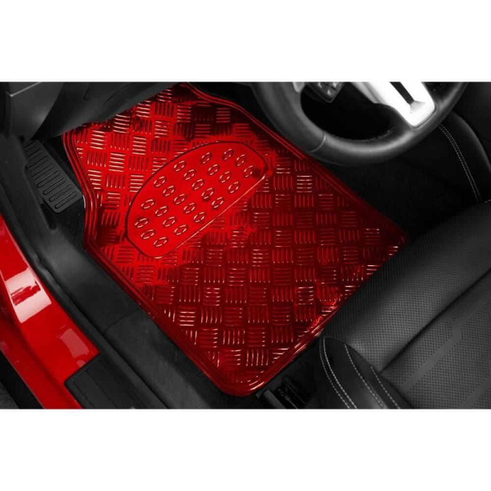 Set 4 covorase universale 65x47, din cauciuc cu aspect aluminiu, rosu, APA3000 Race Sport