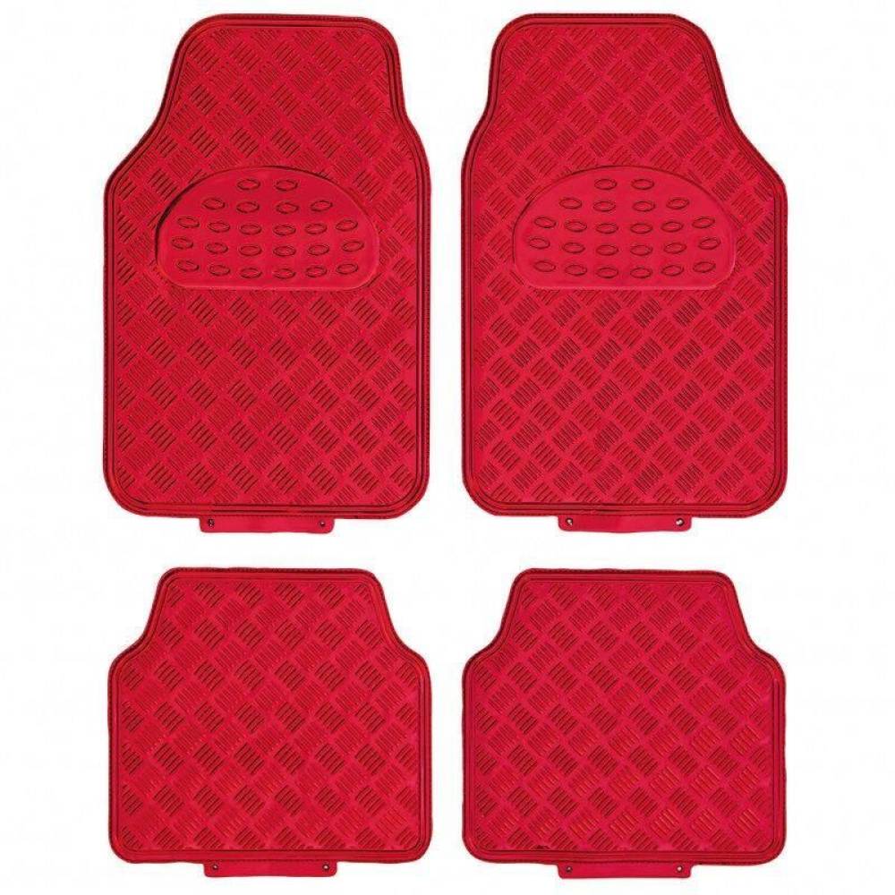 Set 4 covorase universale 65x47, din cauciuc cu aspect aluminiu, rosu, APA3000 Race Sport