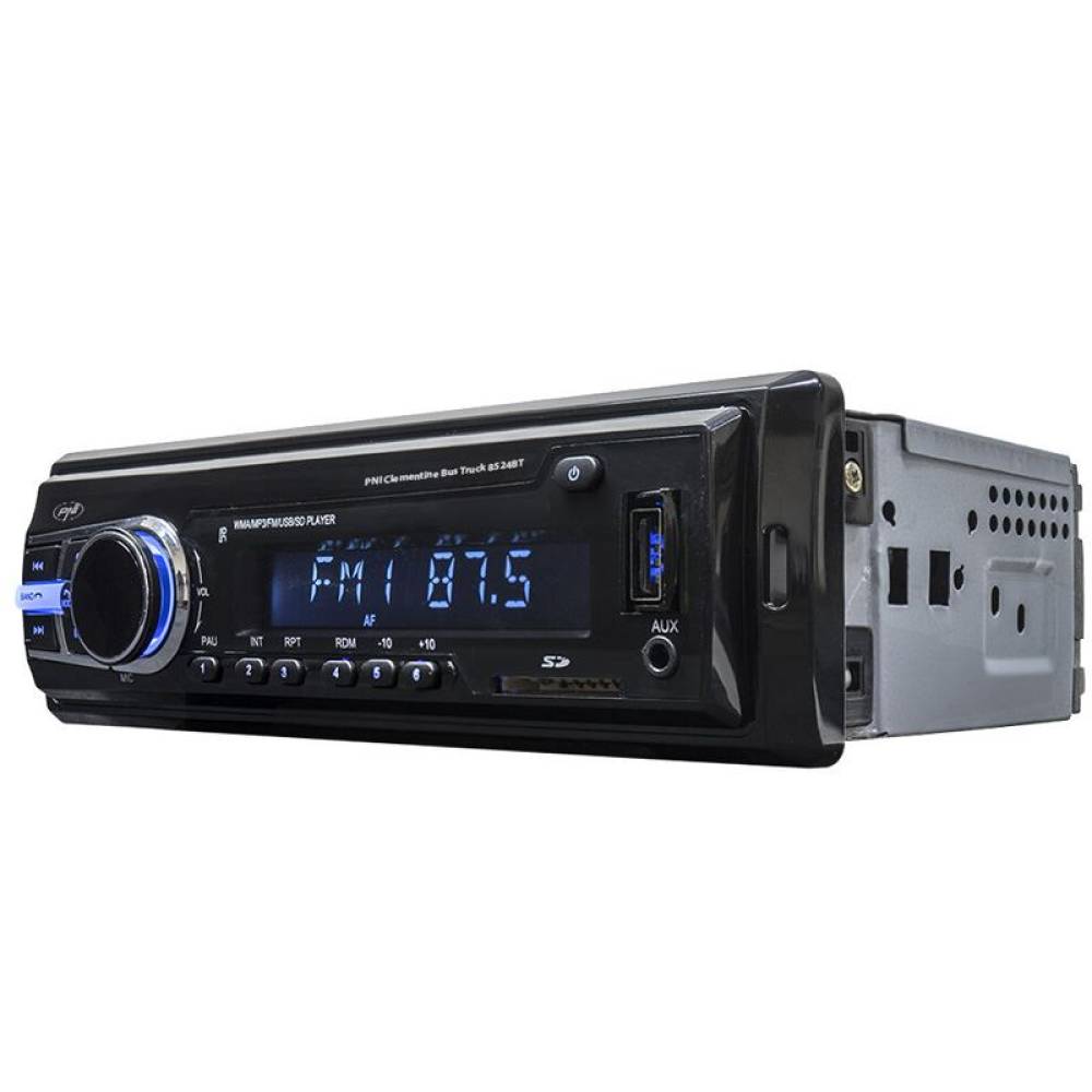 MP3 player PNI Clementine Bus Truck 8524BT RDS 4x45w 12V/24V 1 DIN cu SD, USB, AUX, RCA si Bluetooth