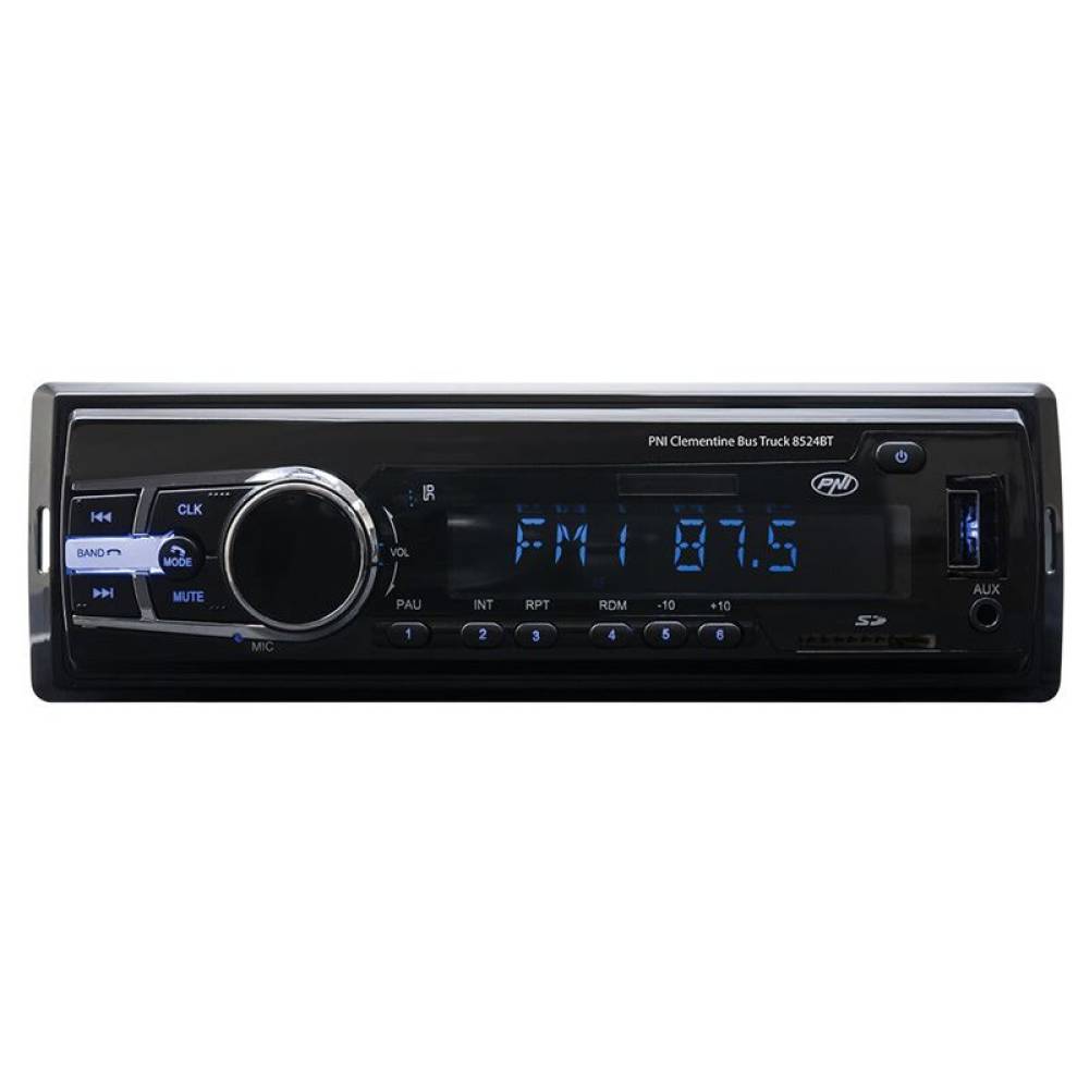 MP3 player PNI Clementine Bus Truck 8524BT RDS 4x45w 12V/24V 1 DIN cu SD, USB, AUX, RCA si Bluetooth