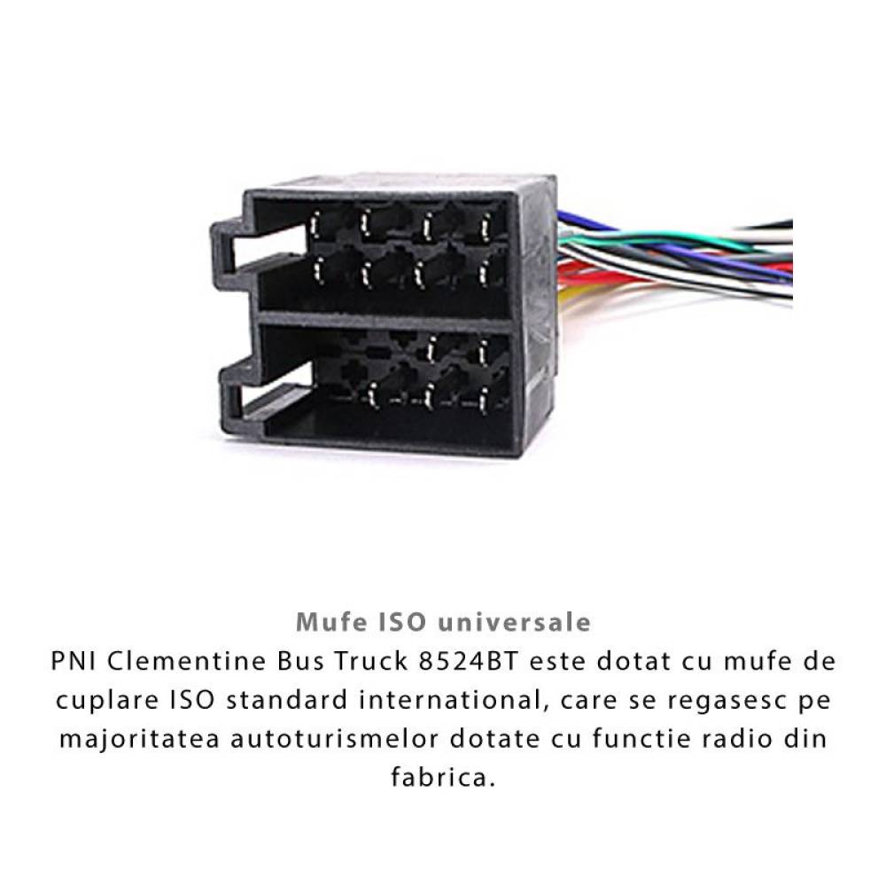 MP3 player PNI Clementine Bus Truck 8524BT RDS 4x45w 12V/24V 1 DIN cu SD, USB, AUX, RCA si Bluetooth