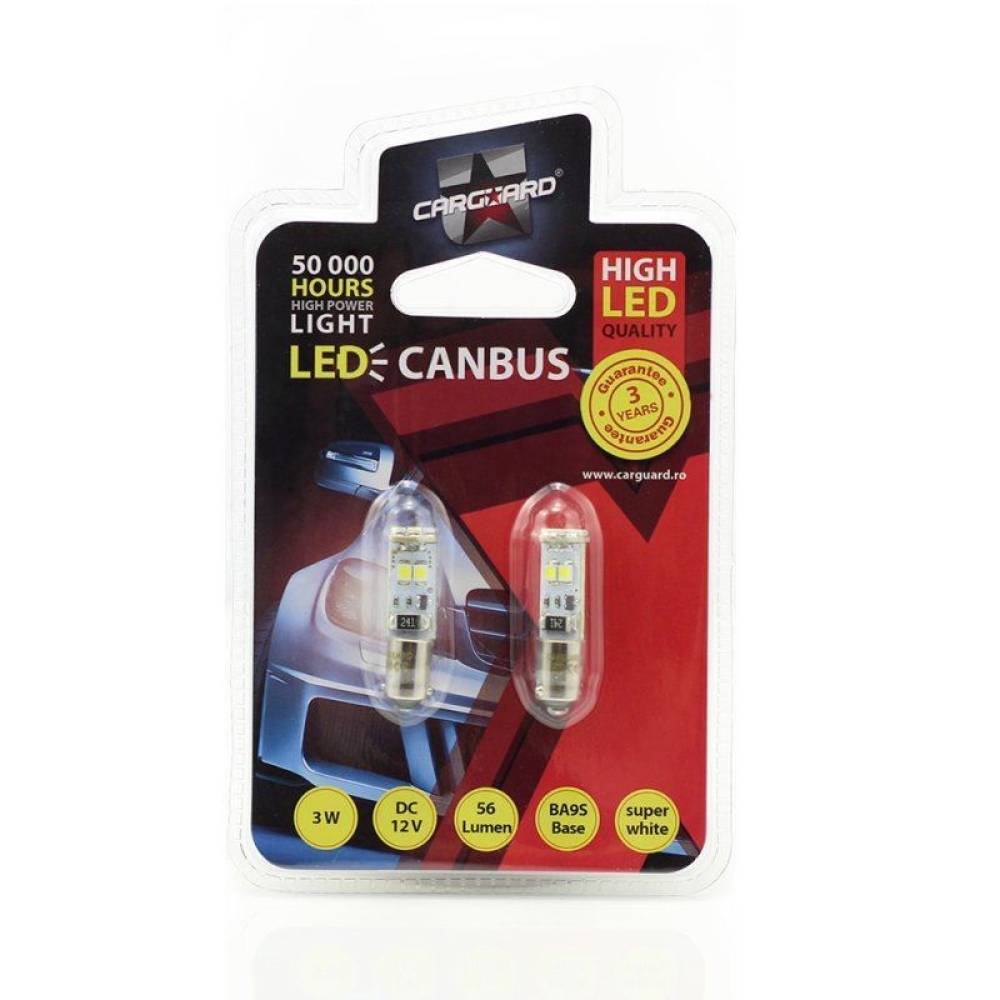 Set 2becuri 12V T3W BA9S, 8 Leduri SMD, CANBUS, Can101, Carguard