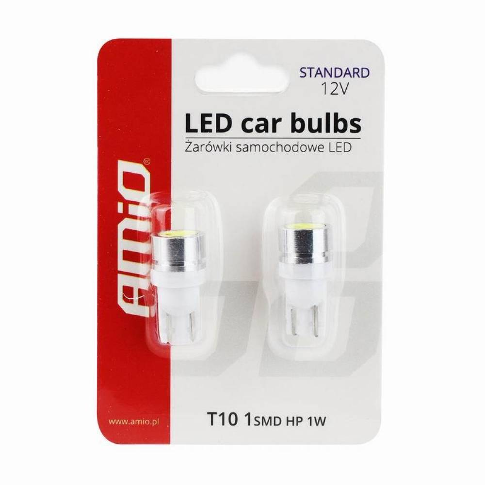 Set 2 becuri T10 1 LED, HP COB, 12V/1W, W5W 01623 Amio Set 2 becuri T10 1 LED, HP COB, 12V/1W, W5W 01623 Amio