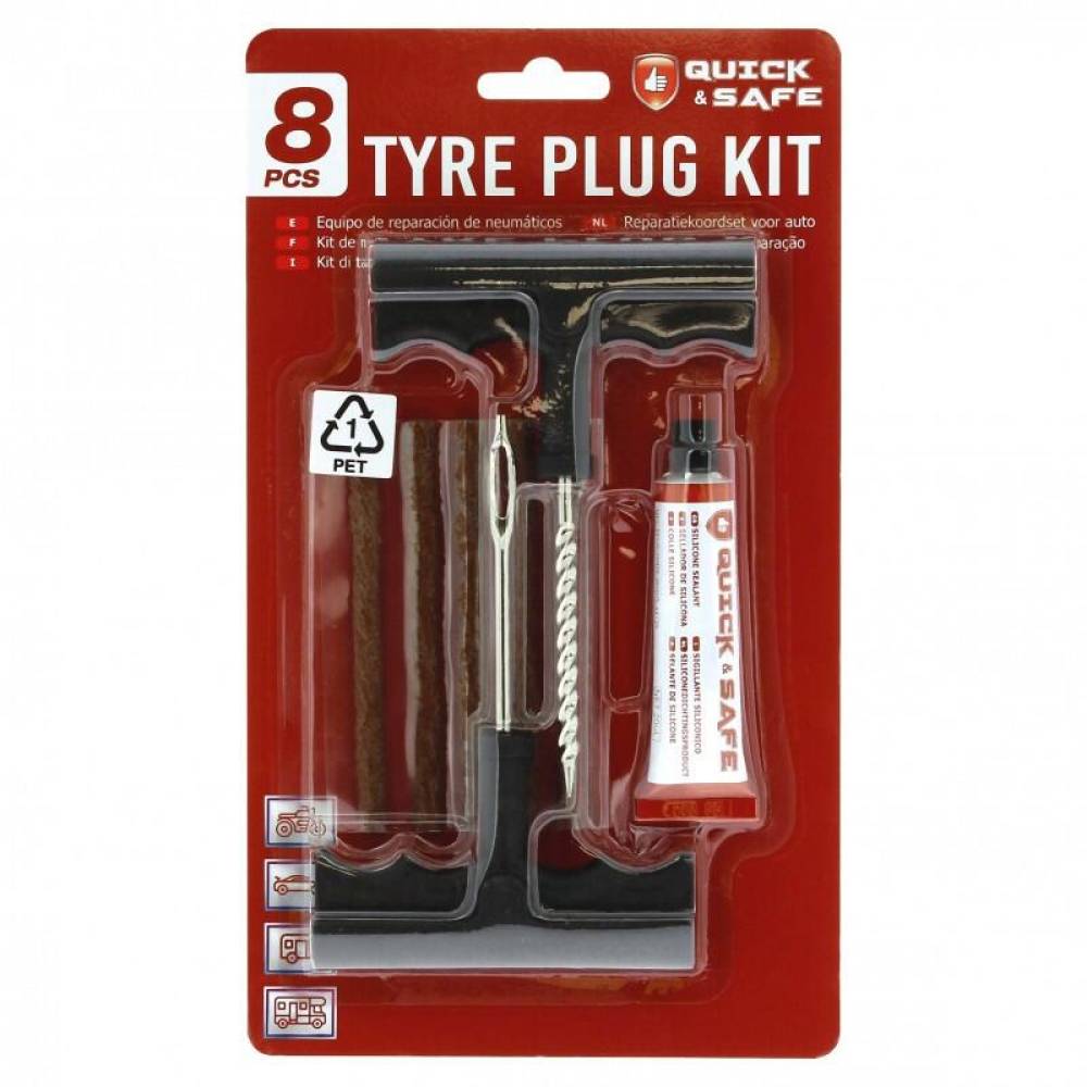 Kit reparatie cauciuc, 5 snururi vulcanizare, cu 2 dispozitive, metal si solutie, Quick & Safe