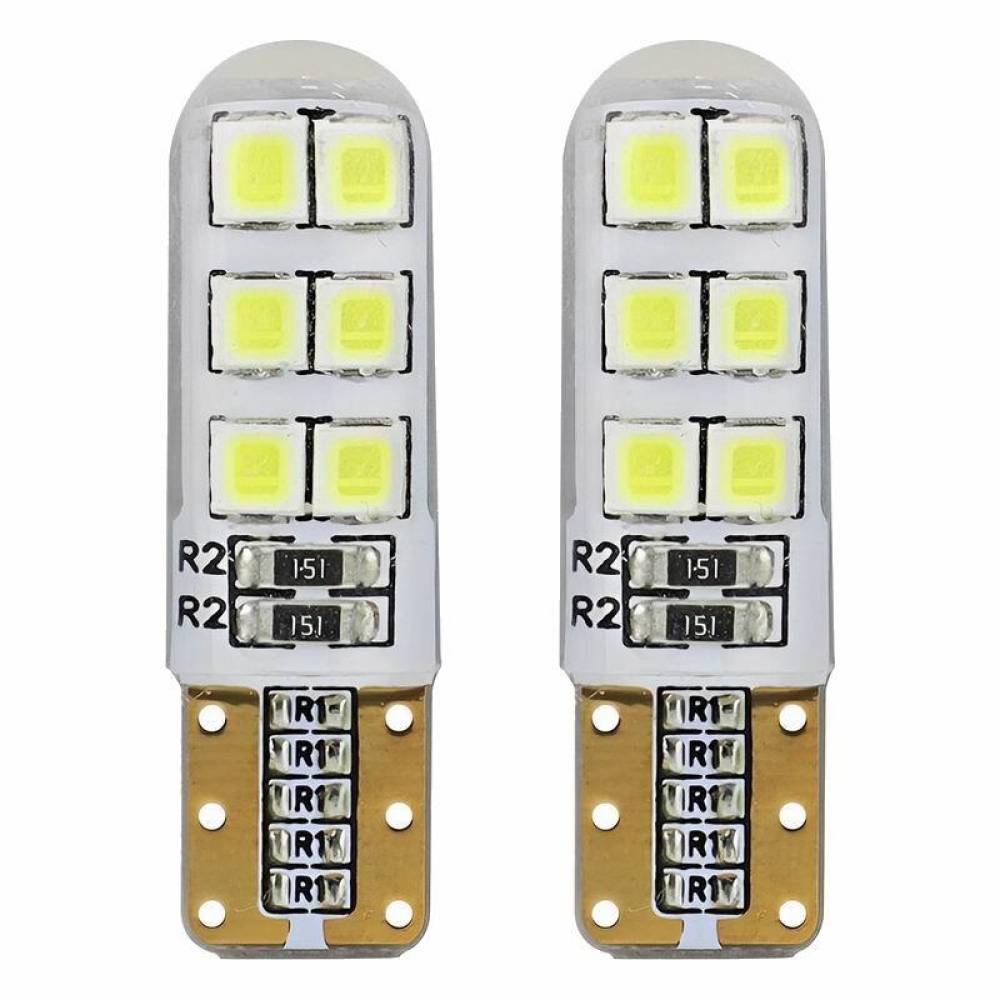 Set 2 becuri T10, 12 LED-uri COB, 12V, W5W, in silicon, 5600K, 01095 Amio