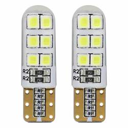 Set 2 becuri T10, 12 LED-uri COB, 12V, W5W, in silicon, 5600K, 01095 Amio