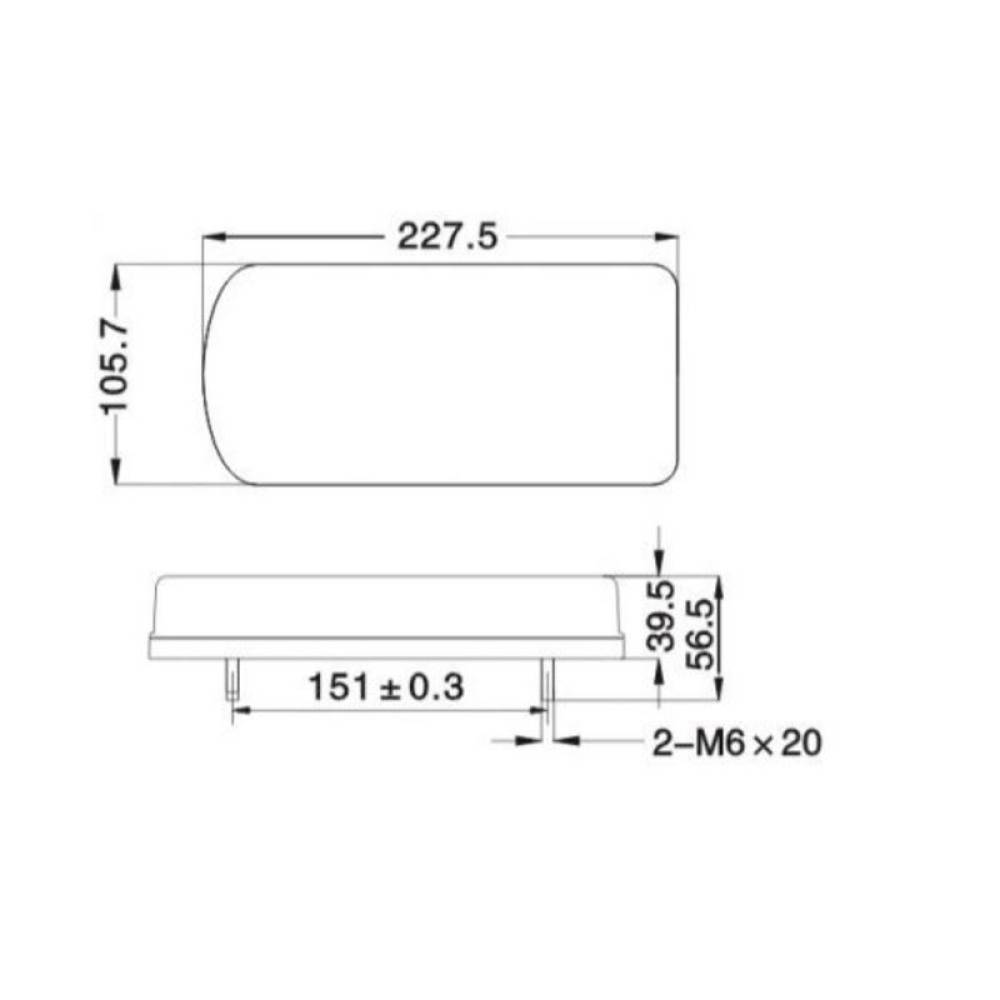 Lampa spate 230x105, 6 functii, cu ceata si numar, LED, Glo-Trac TRS-006L Dafa