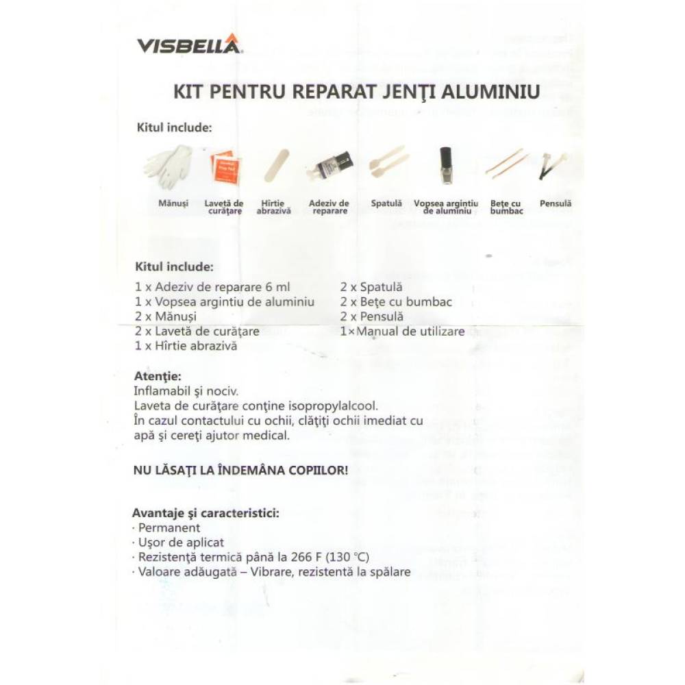 Kit reparat jante aliaj, capace AG0011BW1B Visbella