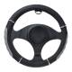 Husa volan  37-39cm negru cu gri si inel argintiu cauciucat reliefat 6606 Automax