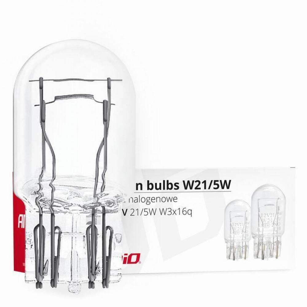 Set 10 bucati bec soclu sticla, 12V/21W/5W, W21/5W, T20, W3x16Q, 02552 Amio