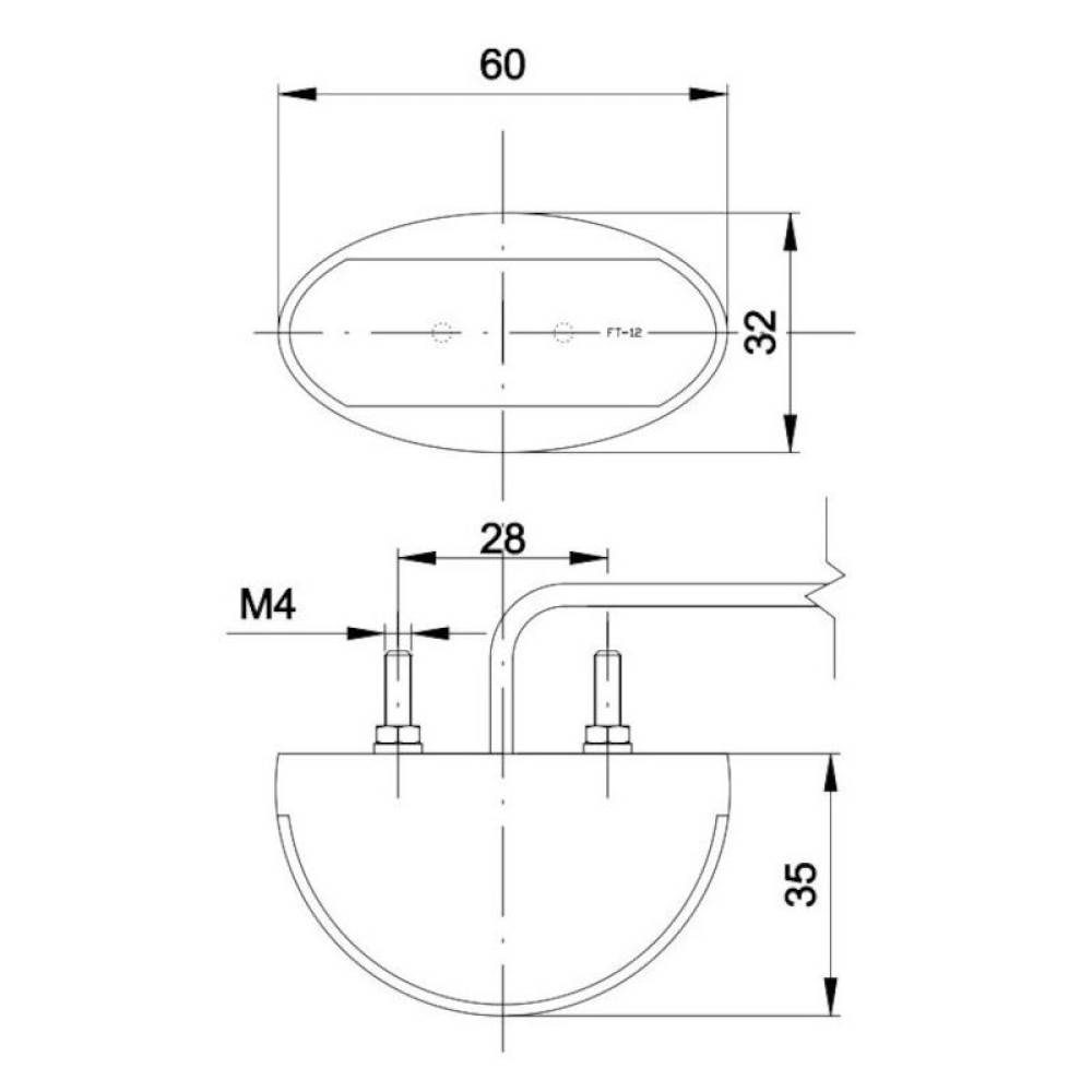 Lampa gabarit 60x32, FT-012-C LED, rosu, 12-36V Fristom