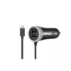 Incarcator auto fir microUSB si 2 USB 12/24V 2.1A, 02056 Amio