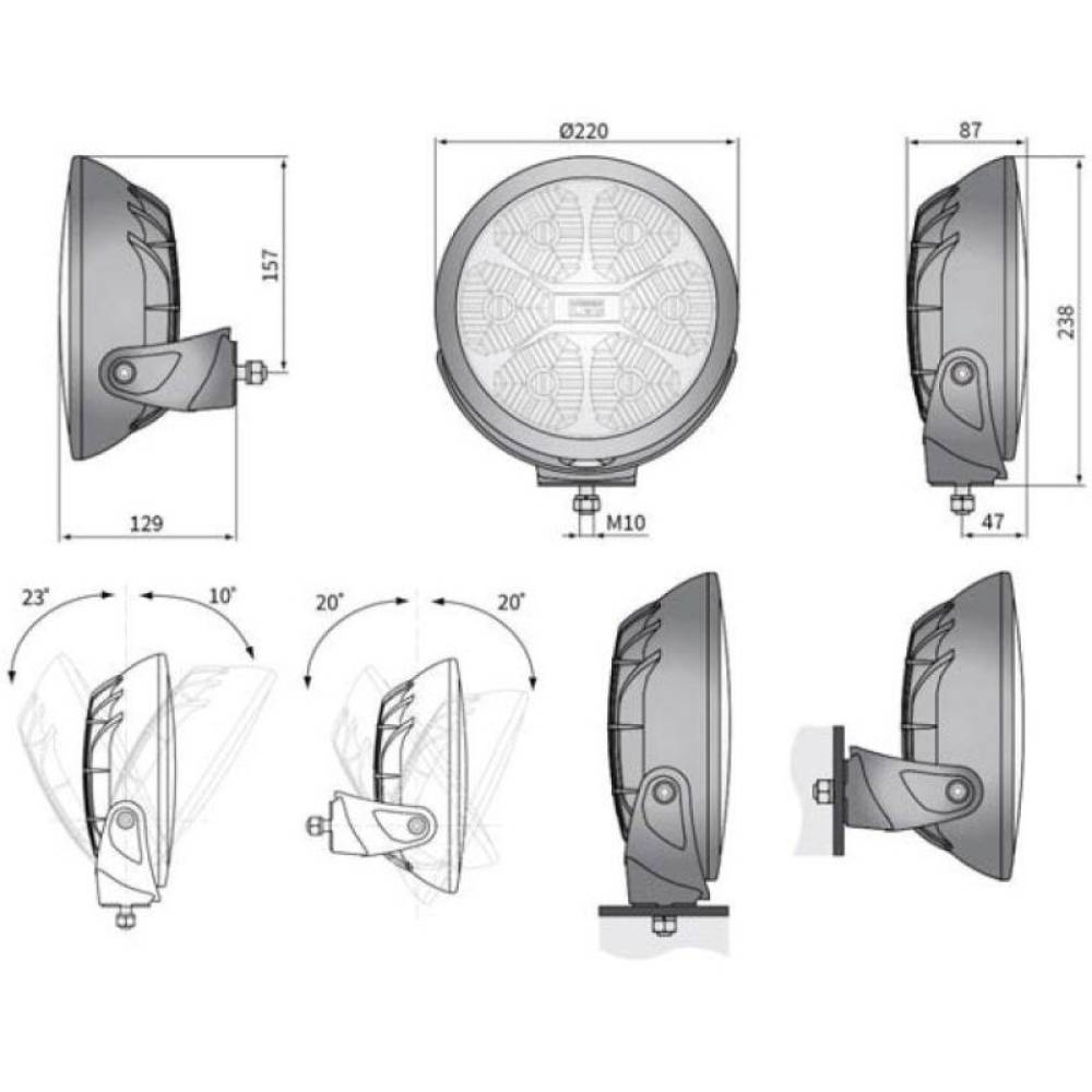 Proiector faza lunga fi220, cu LED, cu pozitie si aparatoare,  LC50, clar, Silver Edition, FERVOR 220  LUM1. 50800 Wesem 