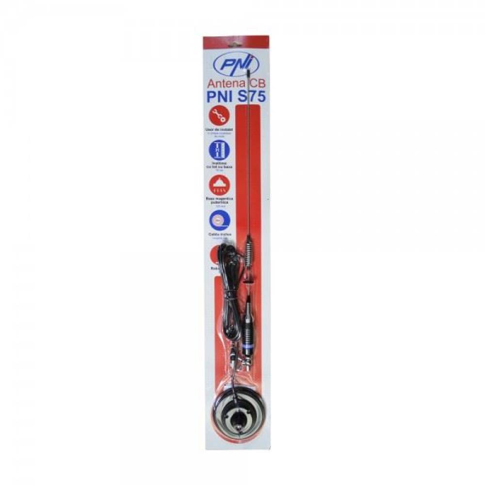 Antena statie 75cm PNI S75 cu fluture, cablu si magnet de 125mm