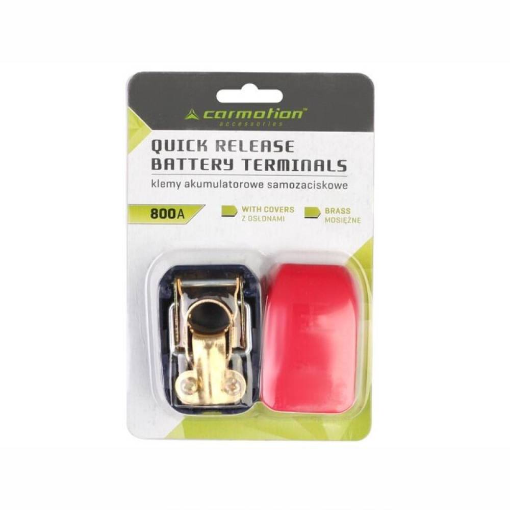 Set 2 borne acumulator 12V, cupru, fixare rapida clips, cu protectie, 800A, 58970 Carmotion