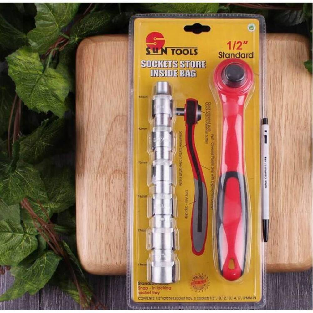 Set chei tubulare 10-19, 6buc, cu cheie cu clichet 1/2