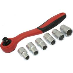 Set chei tubulare 10-19, 6buc, cu cheie cu clichet 1/2