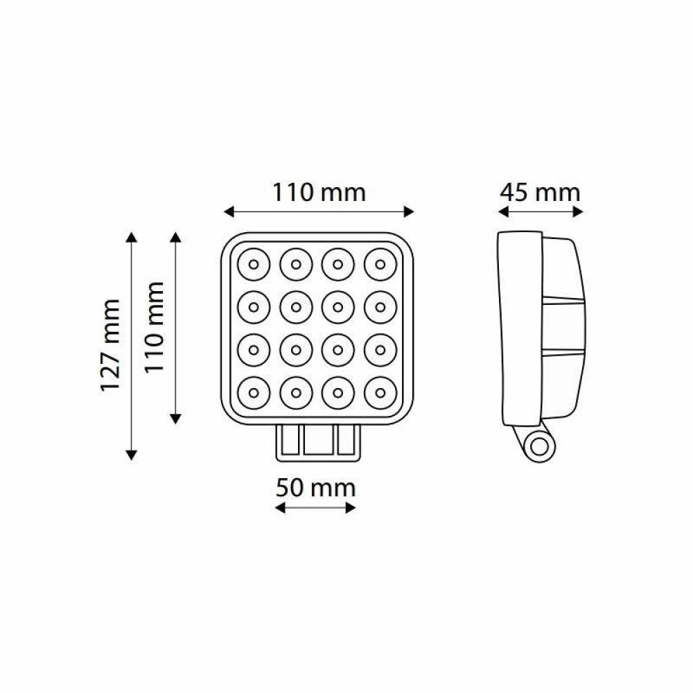 Proiector lucru 110x110, 16 LED-uri, 10-30V, 48W, 3400lm, flood, TT.13208
