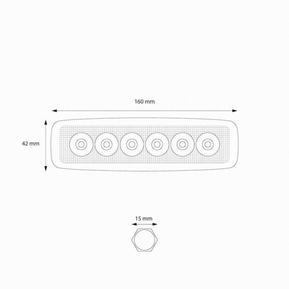 Proiector lucru 160x43, LED, 9-30V, 18W, 1700lm, spot, 01612 Amio