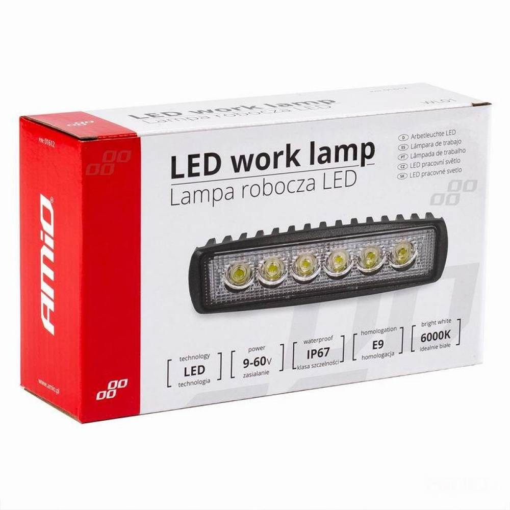 Proiector lucru 160x43, LED, 9-30V, 18W, 1700lm, spot, 01612 Amio